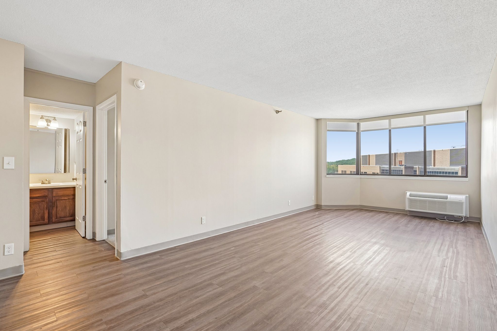 One bedroom living room empty